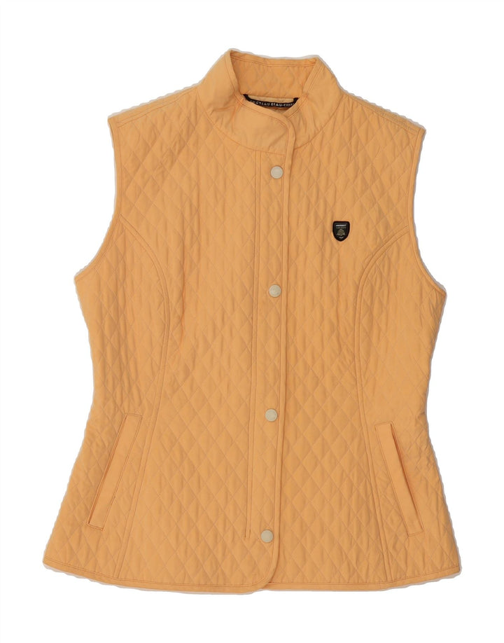 VINTAGE Womens Quilted Gilet UK 16 Large Yellow Polyester Vintage Vintage and Second-Hand Vintage from Messina Hembry 