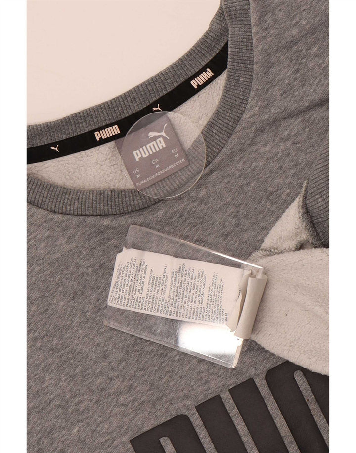 Мужской свитшот с рисунком Puma, хлопковый джемпер среднего серого цвета