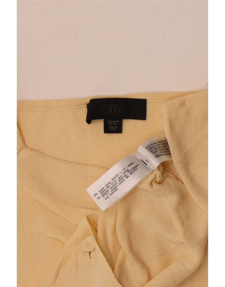 Женская укороченная блузка Zara UK 12, вискоза среднего желтого цвета