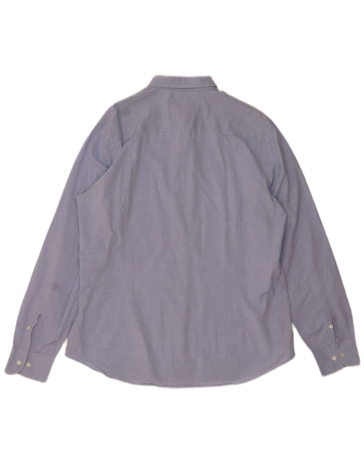 Мужская рубашка Massimo Dutti 2XL, синяя хлопковая полоска