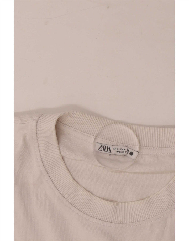 Женская укороченная футболка оверсайз Zara UK 14, средний белый
