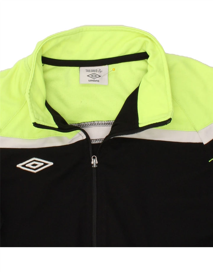 UMBRO Boys Tracksuit Top Jacket 15-16 Years Black Colourblock Polyester Vintage Umbro and Second-Hand Umbro from Messina Hembry 