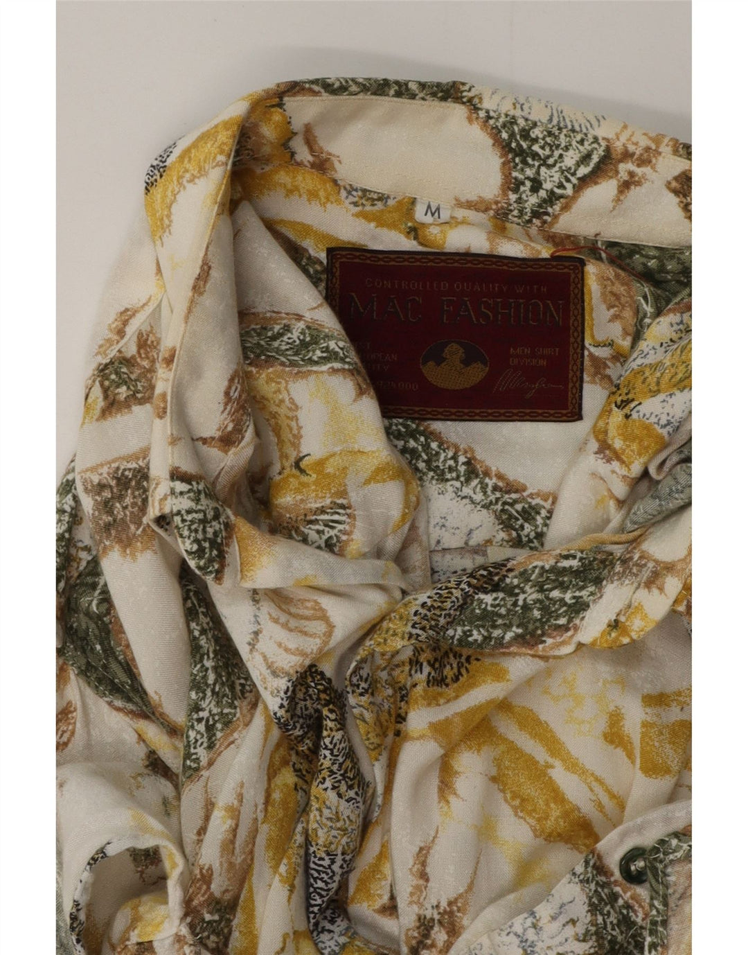 Мужская рубашка с коротким рукавом MAC среднего размера, бежевый с цветочным принтом