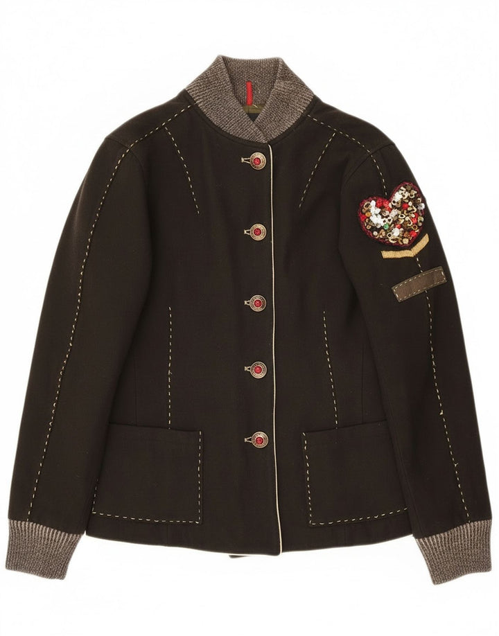 Женская куртка-бомбер с графическим рисунком Calvin Klein UK 14, большая шерсть цвета хаки