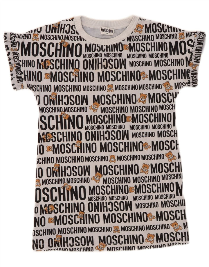 MOSCHINO Футболка с рисунком для девочек, топ 7-8 лет, серый хлопок