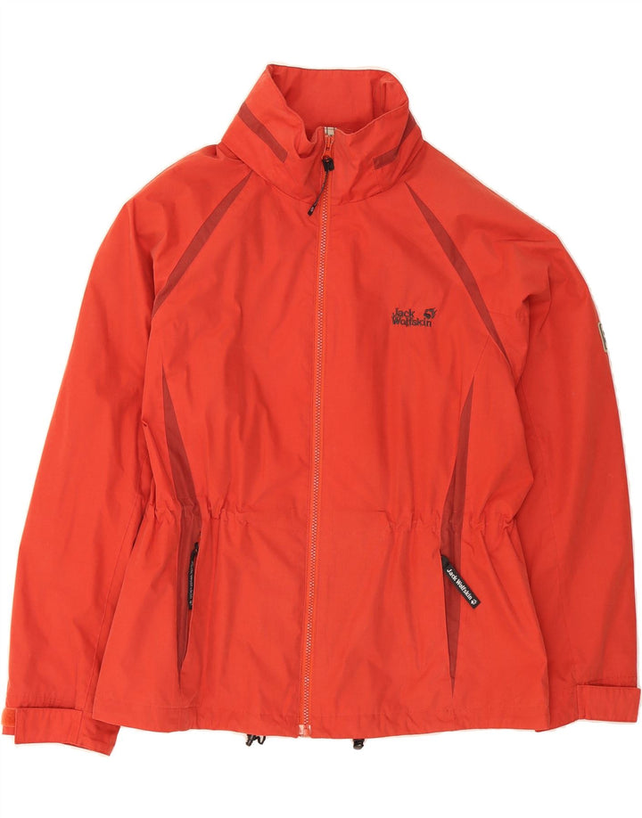 JACK WOLFSKIN Womens Hooded Rain Jacket UK 14/16 Large Red Polyester Vintage Jack Wolfskin and Second-Hand Jack Wolfskin from Messina Hembry 