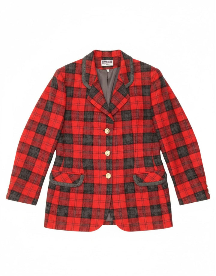 Женский пиджак Bagarry на 3 пуговицах IT 44, средний красный в клетку, шерстяной