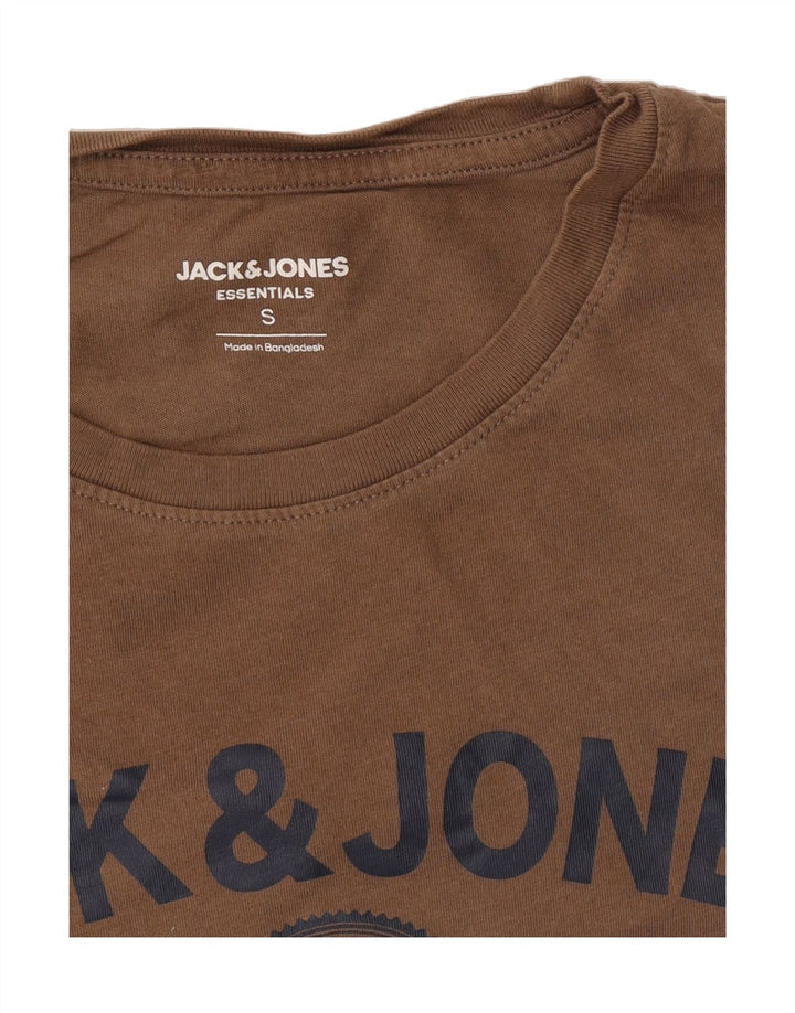 JACK & JONES Mens Graphic T-Shirt Top Small Brown Cotton Vintage Jack & Jones and Second-Hand Jack & Jones from Messina Hembry 