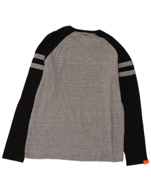Мужской топ Superdry с длинным рукавом XL, цветной блок, серый