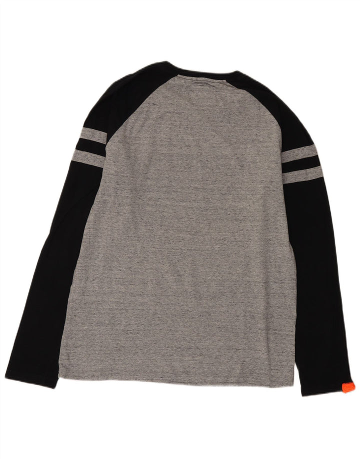 Мужской топ Superdry с длинным рукавом XL, цветной блок, серый