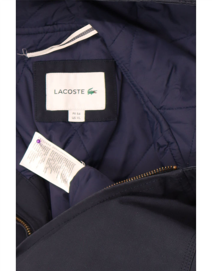 Мужская куртка-бомбер Lacoste с капюшоном, размер 54 XL, темно-синий полиэстер