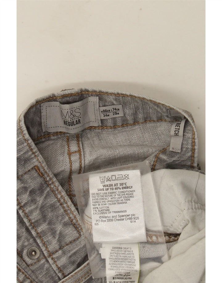 Мужские прямые джинсы MARKS & SPENCER стандартного кроя W34 L29, серый хлопок