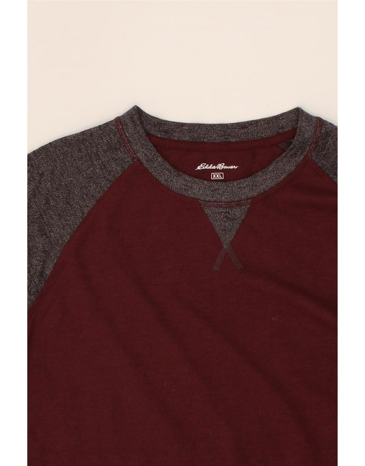 Мужской топ EDDIE BAUER с длинным рукавом 2XL, темно-бордовый, хлопок с цветными блоками