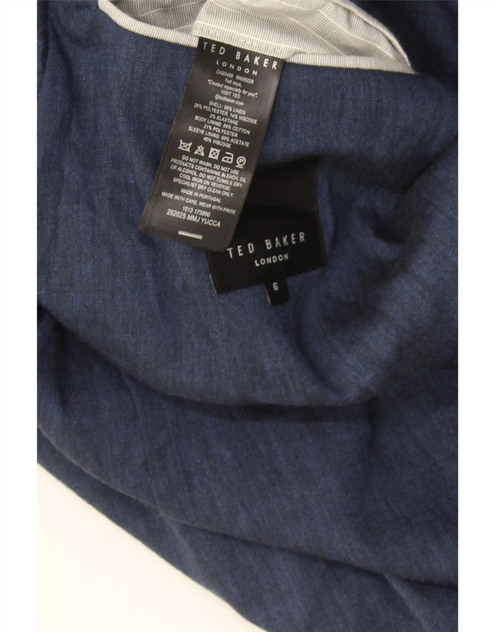Мужской пиджак с 3 пуговицами Ted Baker, размер 6, 2XL, синий лен