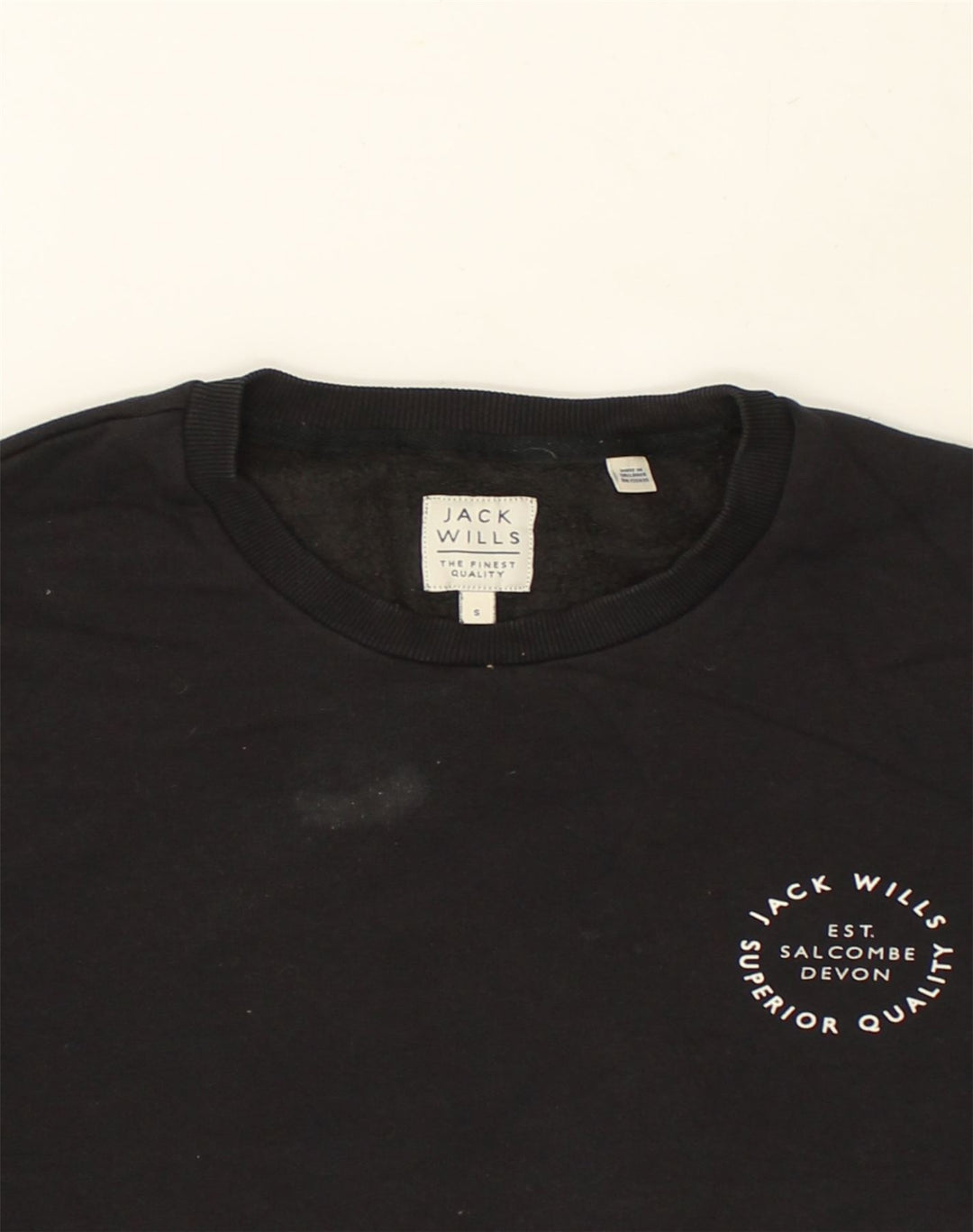 JACK WILLS Mens Sweatshirt Jumper Small Black Cotton | Vintage Jack Wills | Thrift | Second-Hand Jack Wills | Used Clothing | Messina Hembry 