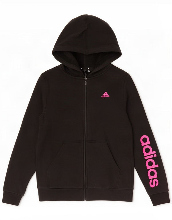 Свитер с капюшоном и молнией Adidas для девочек, 13–14 лет, черный