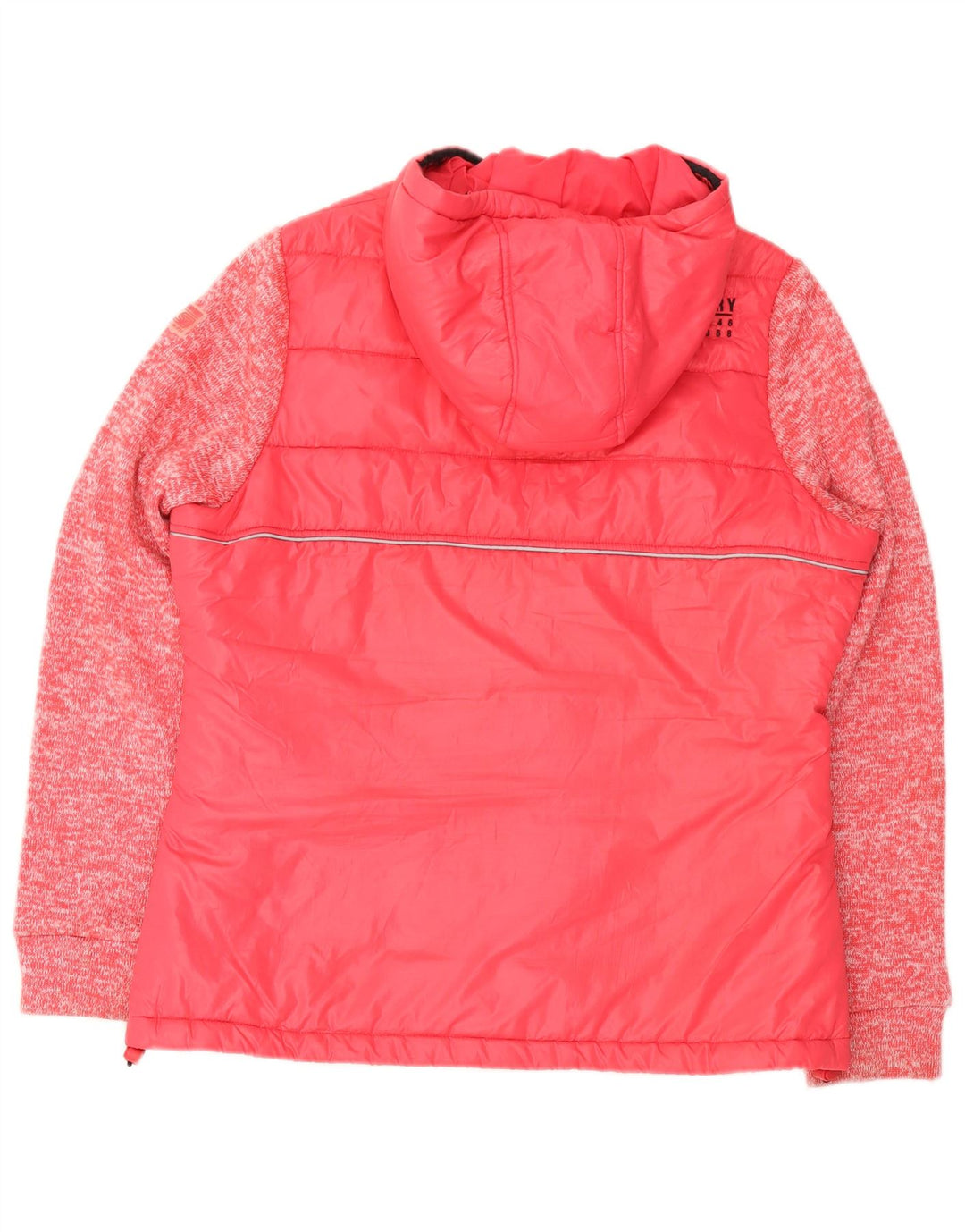 Женская утепленная куртка с капюшоном Superdry UK 16, большой полиэстер с розовыми крапинками