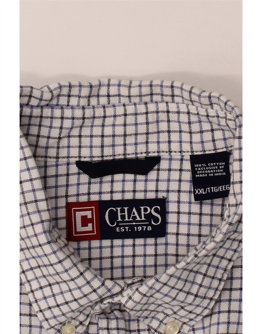 CHAPS Mens Big & Tall Shirt 2XL White Check Cotton