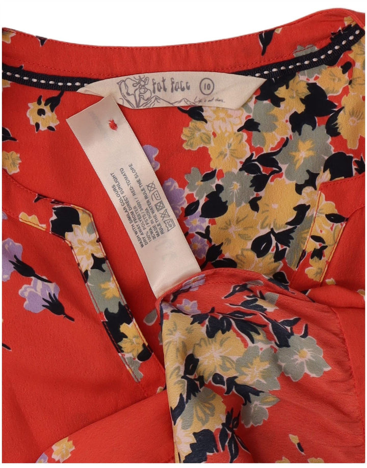 Женская блузка-рубашка с коротким рукавом FAT FACE UK 10, маленькая красная с цветочным принтом