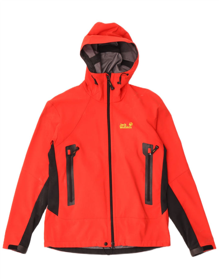 Мужская куртка-дождевик Jack Wolfskin с капюшоном, Великобритания 36/38, средний красный с цветными блоками