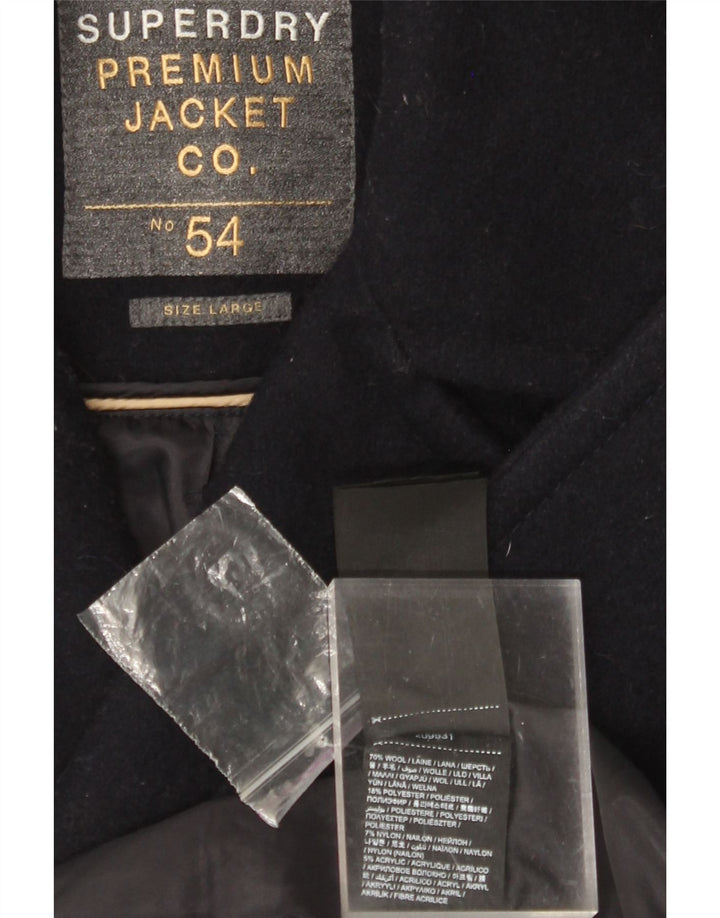 Мужское бушлат Superdry UK 40, большой темно-синий, шерсть