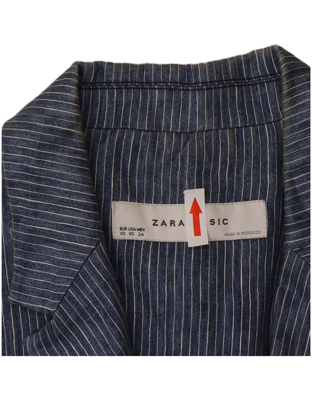 Женский пиджак на 1 пуговице Zara UK 6 XS, синий полиэстер в тонкую полоску