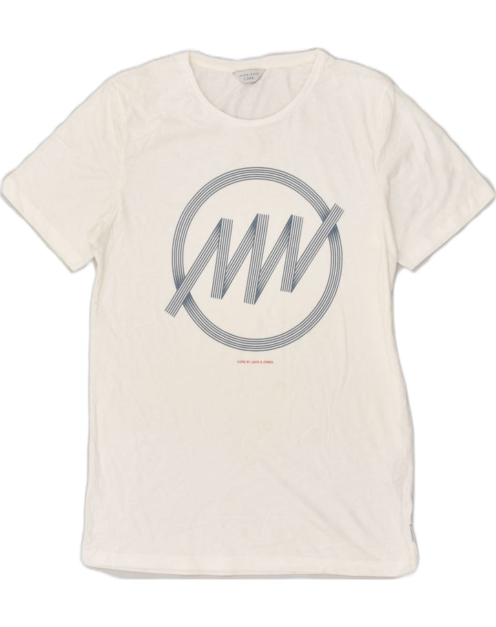 JACK & JONES Mens Graphic T-Shirt Top Medium White Cotton | Vintage Jack & Jones | Thrift | Second-Hand Jack & Jones | Used Clothing | Messina Hembry 