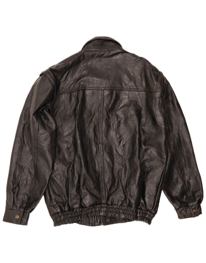 Мужская кожаная куртка VINTAGE UK 40, большая черная кожаная