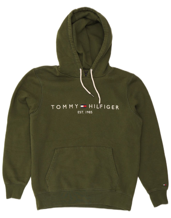 Tommy Hilfiger Мужской джемпер с капюшоном с рисунком, средний зеленый хлопок, хлопок