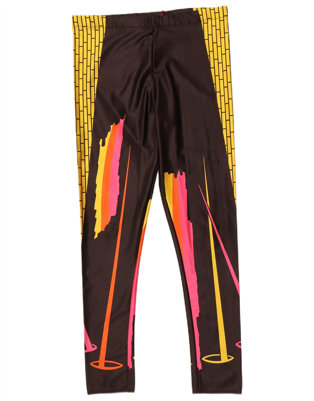 Винтажные женские леггинсы UK 14, средний разноцветный полиамид с цветными блоками