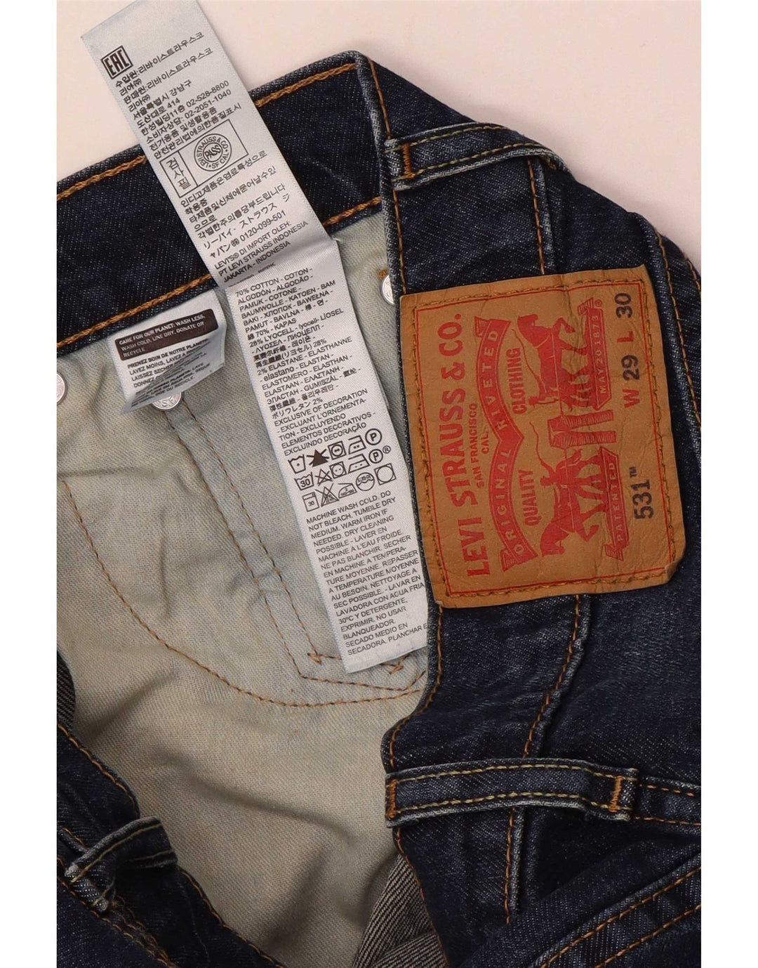 Мужские прямые джинсы Levi's 531 W29 L30 синие, хлопок
