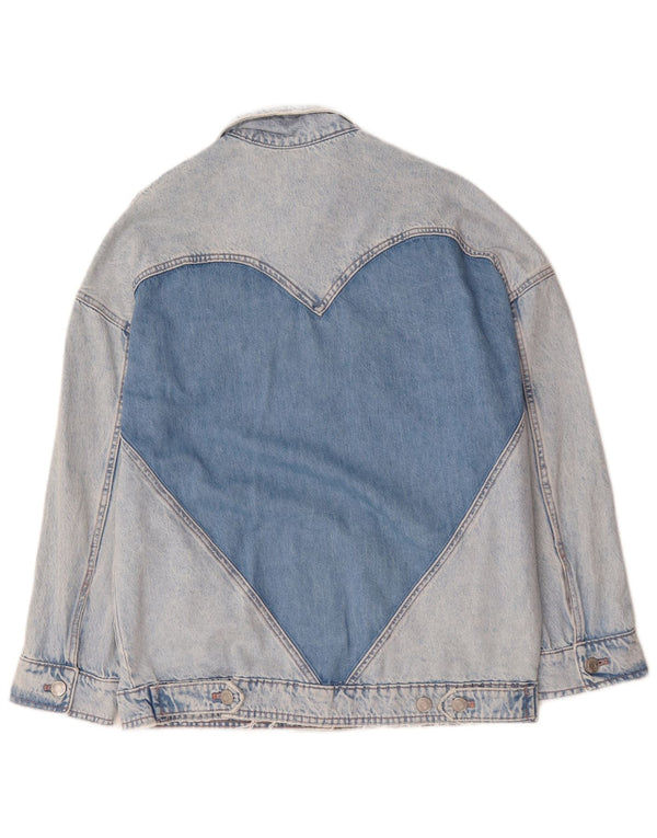 Zara Womens Oversized Denim Jacket UK 10 Small Blue Colourblock Cotton
