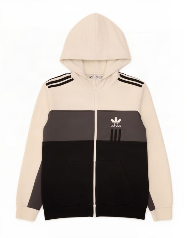 Мужской свитер с капюшоном Adidas на молнии с рисунком, средний, разноцветный, с цветными блоками