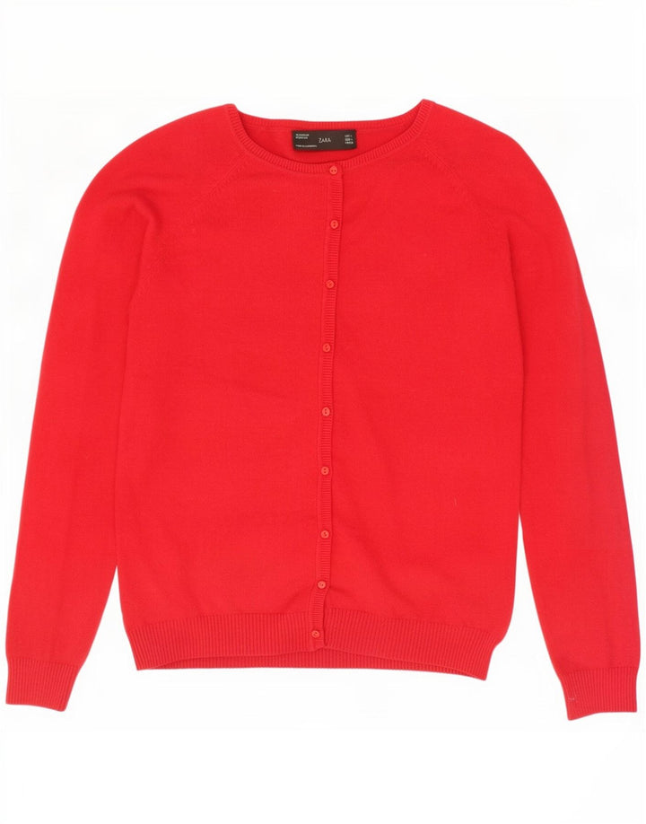 Женский кардиган Zara UK 14, большой красный хлопковый свитер