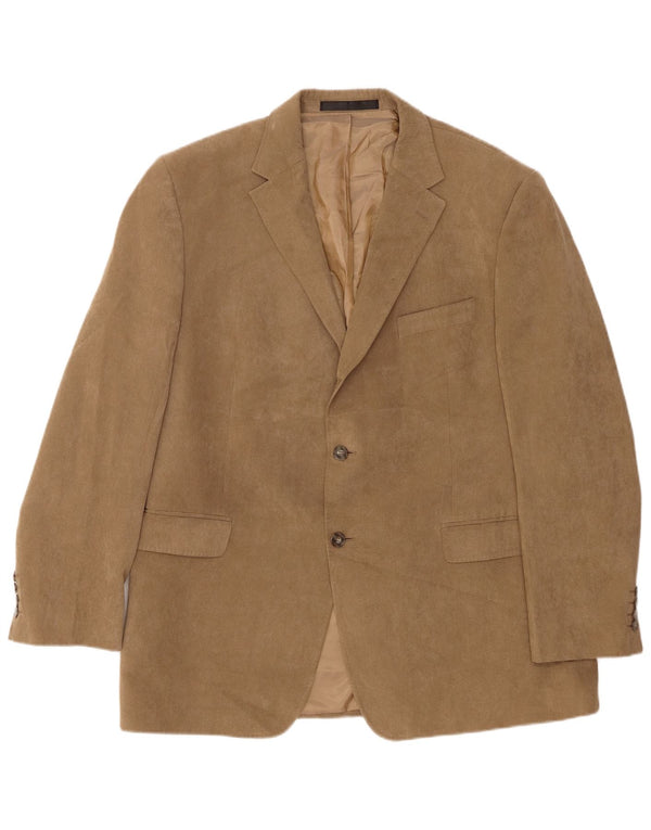 Marks & Spencer Mens 2 Button Blazer Jacket UK 44 XL Brown Polyester