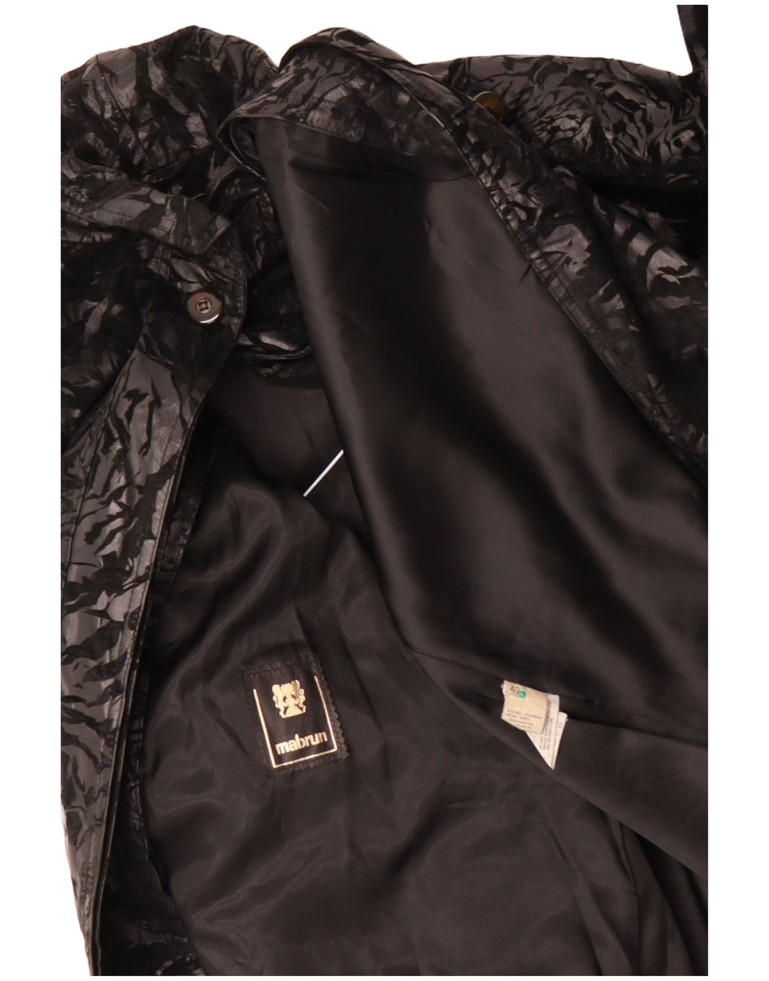 MABRUN Женское пальто оверсайз IT 42 Большое Черное с цветочным принтом