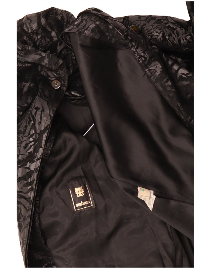 MABRUN Женское пальто оверсайз IT 42 Большое Черное с цветочным принтом