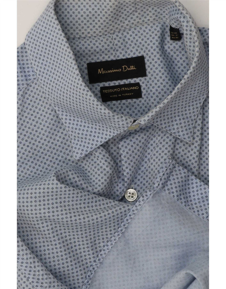Мужская рубашка Massimo Dutti, размер 43, большая синяя в крапинку