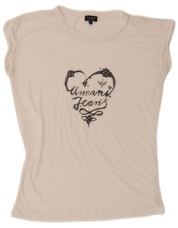 Женская футболка с рисунком Armani Jeans Top EU 40 Medium White