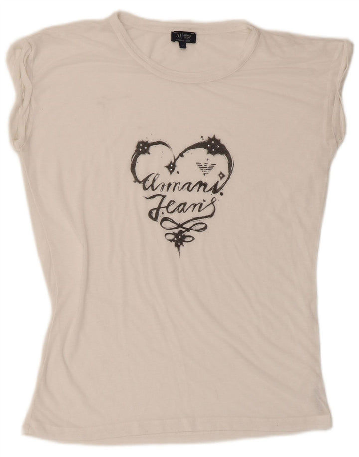 Женская футболка с рисунком Armani Jeans Top EU 40 Medium White