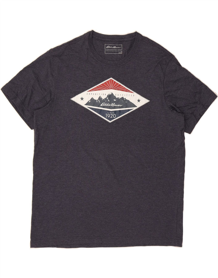 EDDIE BAUER Mens Graphic T-Shirt Top Large Navy Blue Cotton Vintage Eddie Bauer and Second-Hand Eddie Bauer from Messina Hembry 