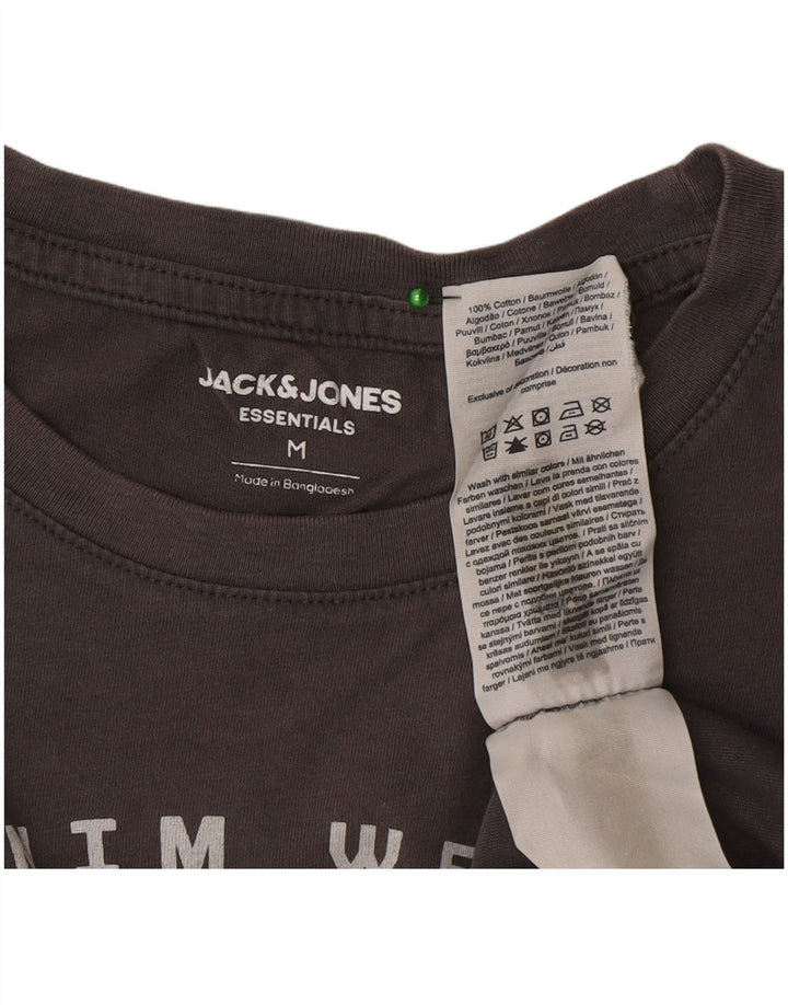 Мужская футболка с рисунком Jack & Jones, хлопковый топ среднего серого цвета