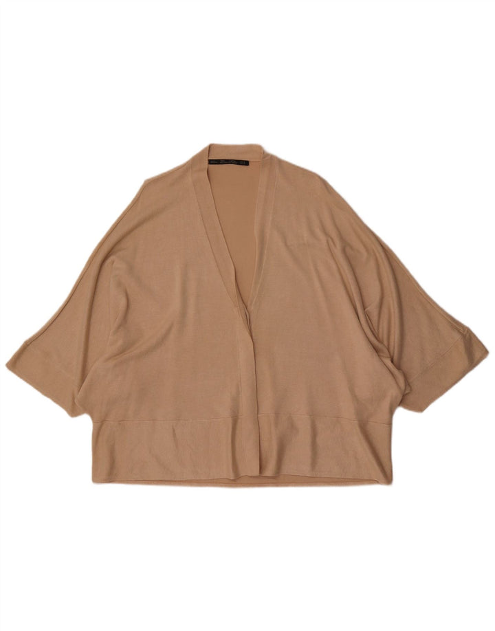Женский свободный кардиган с открытым кардиганом Zara UK 14, средний бежевый