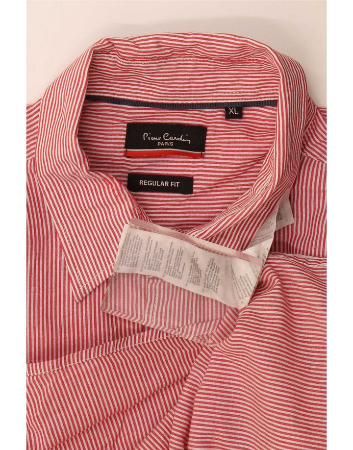 Мужская рубашка стандартного кроя Pierre Cardin XL, красная в тонкую полоску, полиэстер