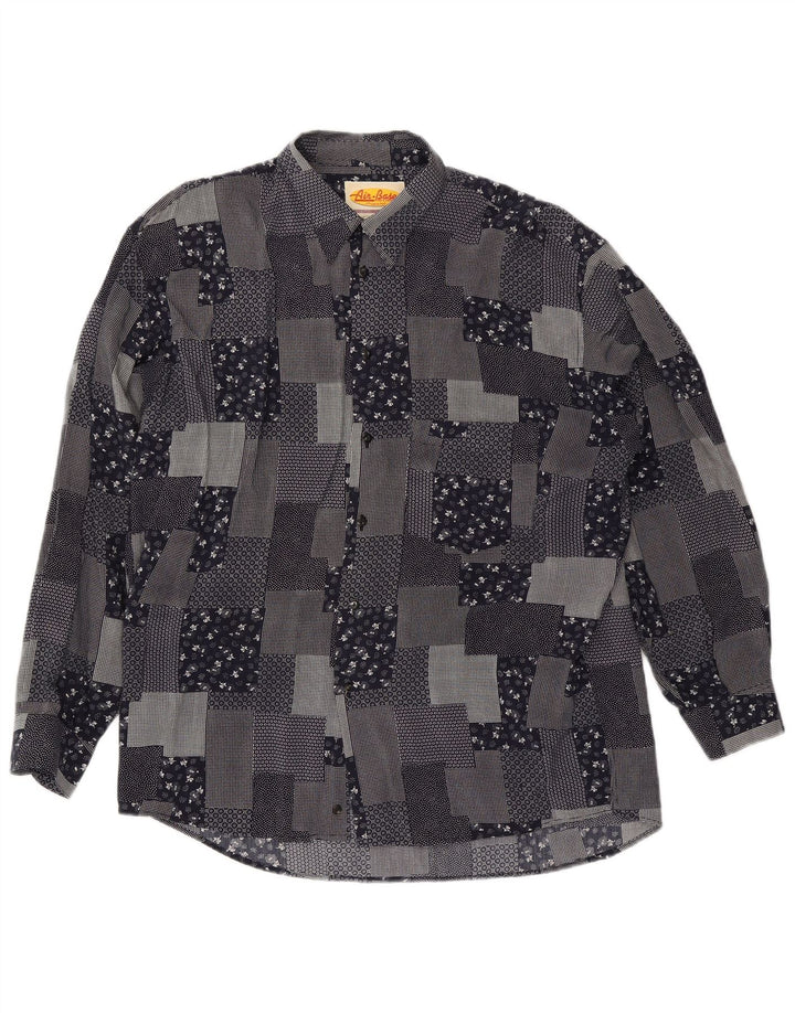 Рубашка Мужская VINTAGE XL Черная Лоскутная Вискоза