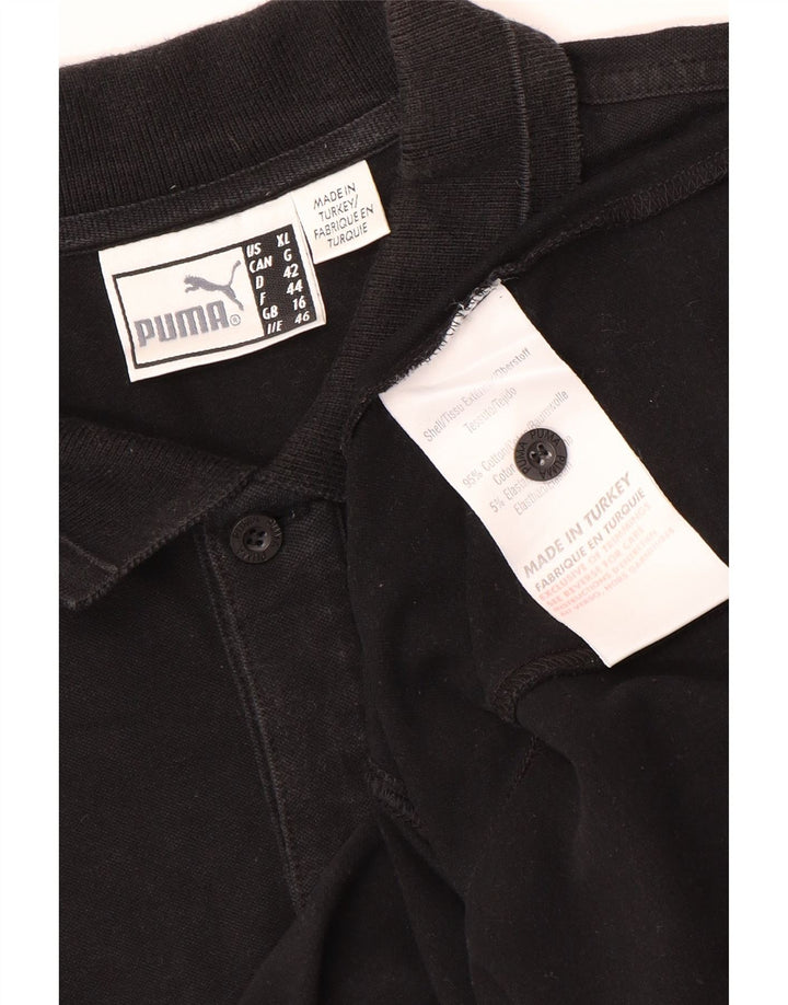 Женская рубашка-поло Puma UK 16, большая, черная, хлопковая