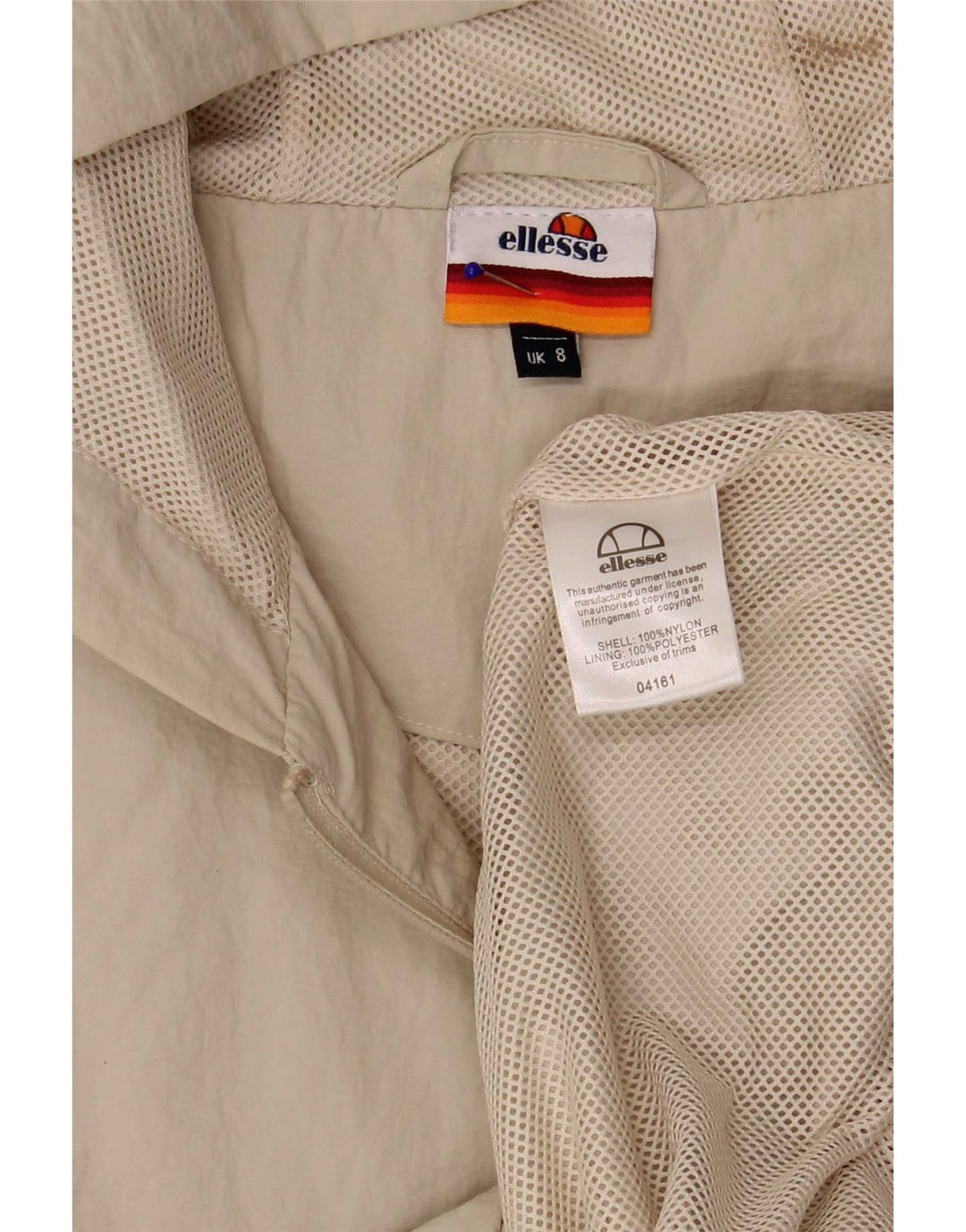 Женский оверсайз-пуловер от дождя Ellesse UK 8, маленький бежевый нейлон