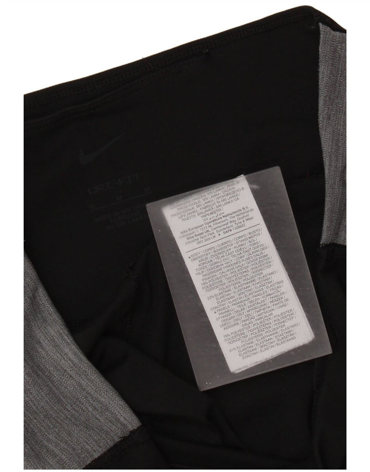 Женские леггинсы Nike Dri Fit UK 12, средний черный, полиэстер с цветными блоками