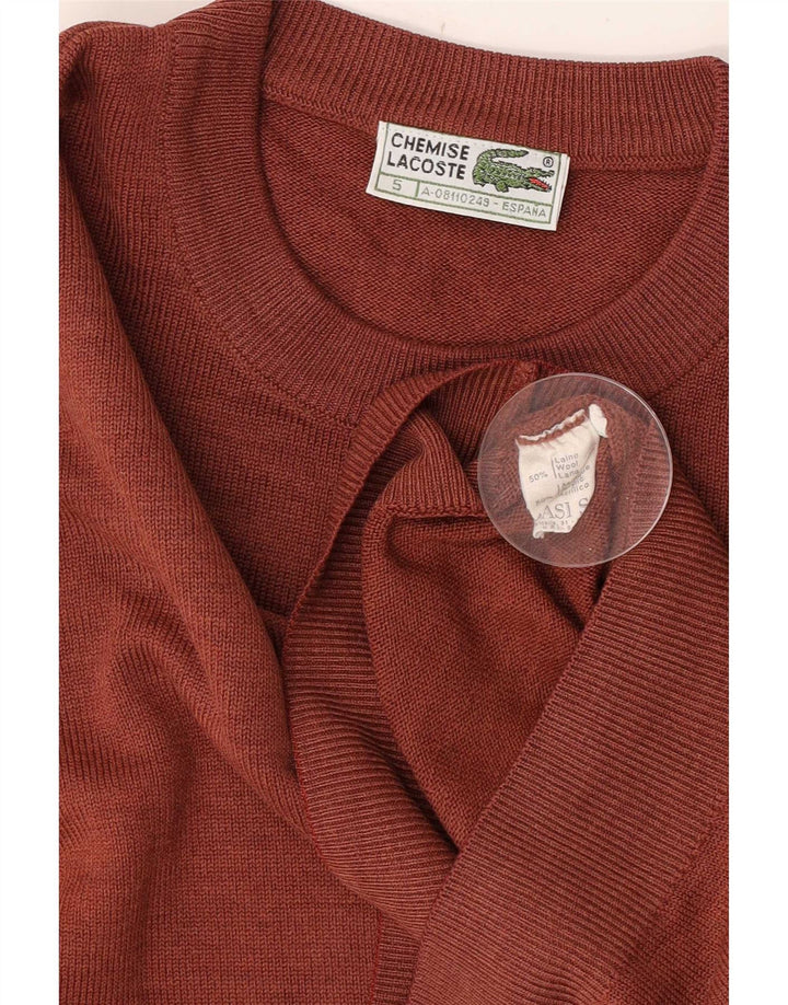 Мужской свитер Lacoste с круглым вырезом, размер 5, большой, коричневый, шерсть
