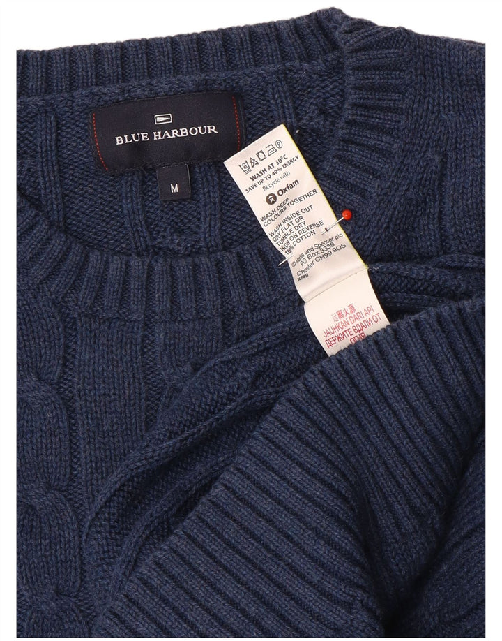 Мужской синий джемпер с круглым вырезом Marks & Spencer Harbour, средний темно-синий